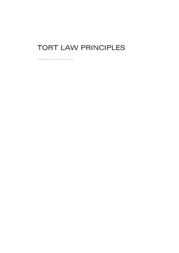 Tort Law Principles 2nd Edition Bernadette Richards Melissa De Zhart