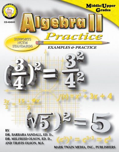 Algebra Ii Practice Book Grades 7 8 Barbara R Sandall Melfried Olson