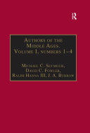 Authors Of The Middle Ages Volume I Numbers 14 English Writers Of The Late Middle Ages 1 David C Fowler J A Burrow