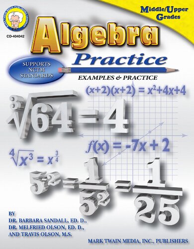 Algebra Practice Book Grades 7 8 Barbara R Sandall Melfried Olson
