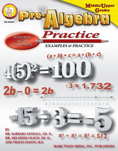 Prealgebra Practice Book Grades 6 8 Barbara R Sandall Melfried Olson