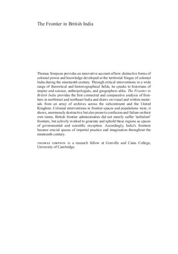 The Frontier In British India Space Science And Power In The Nineteenth Century Thomas Simpson