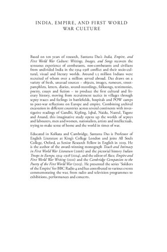 India Empire And First World War Culture Writings Images And Songs Santanu Das