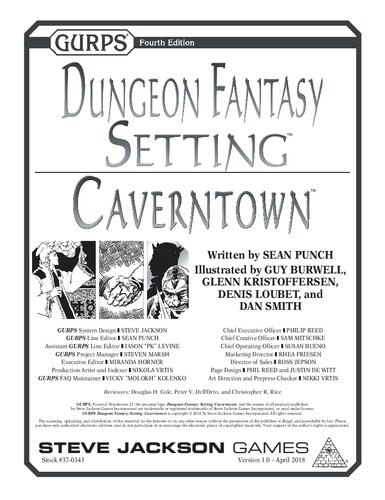 Gurps 4th Edition Dungeon Fantasy Setting Caverntown Sean Punch