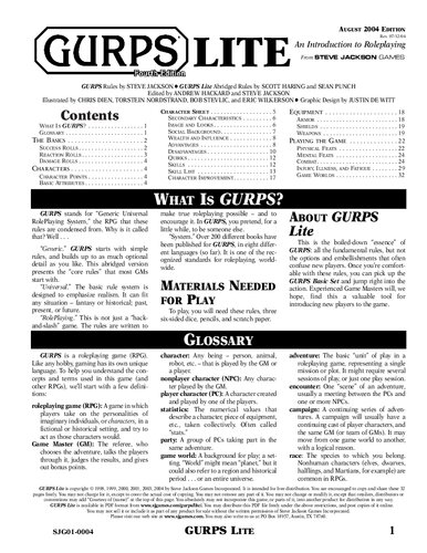 Gurps 4th Edition Lite 4th Edition Scott D Haring Sean Punch