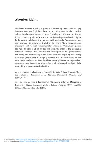 Abortion Rights For And Against Christopher Kaczor Kate Greasley