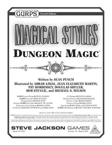 Gurps 4th Edition Magical Styles Dungeon Magic Sean Punch