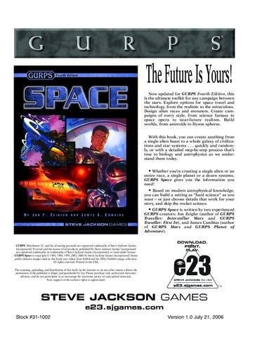 Gurps 4th Edition Space Jon F Zeigler James L Cambias
