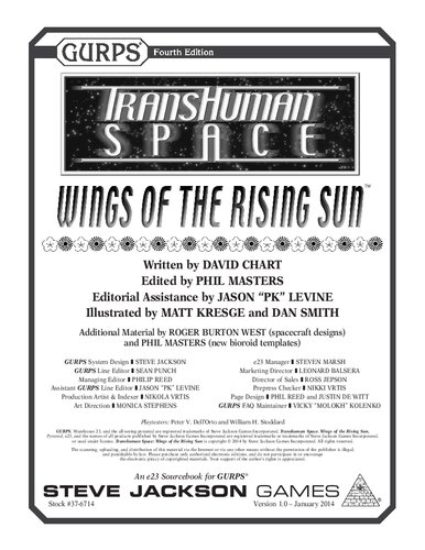 Gurps 4th Edition Transhuman Space Wings Of The Rising Sun David Chart