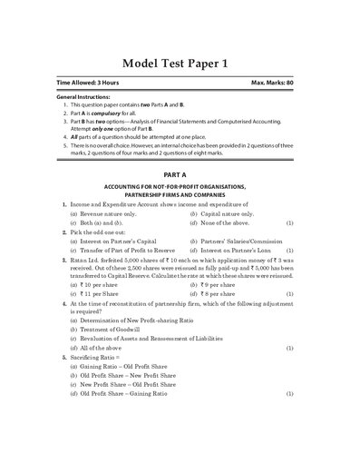 Accounts Sample Papers 2021 Cbse Ts Grewal