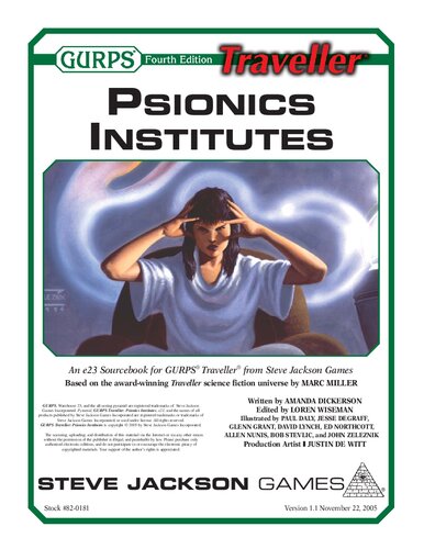 Gurps 4th Edition Traveller Psionics Institutes Amanda Dickerson