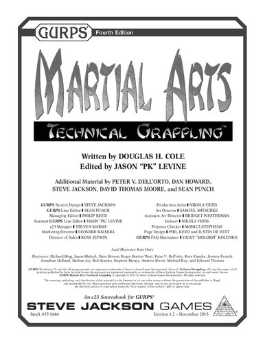 Gurps 4th Edition Martial Arts Technical Grappling Douglas Cole