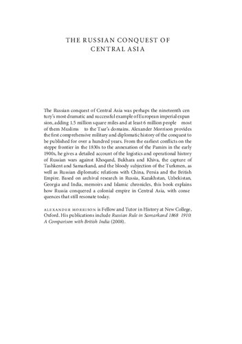 The Russian Conquest Of Central Asia A Study In Imperial Expansion 18141914 Alexander Morrison