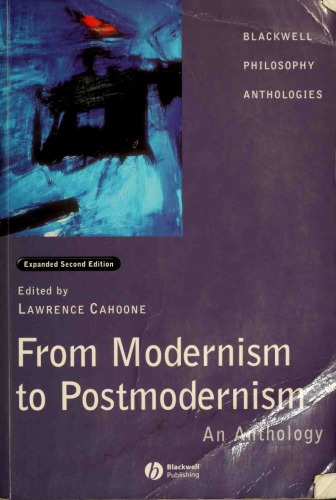 From Modernism To Postmodernism An Anthology 2nd Edition Lawrence E Cahoone