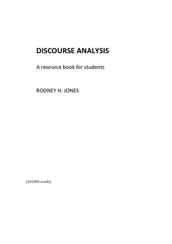 Discourse Analysis A Resource Book For Students 1 Rodney H Jones