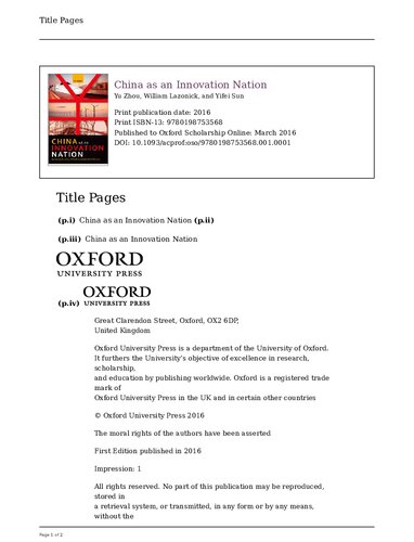 China As An Innovation Nation Yu Zhou William Lazonick Yifei Sun
