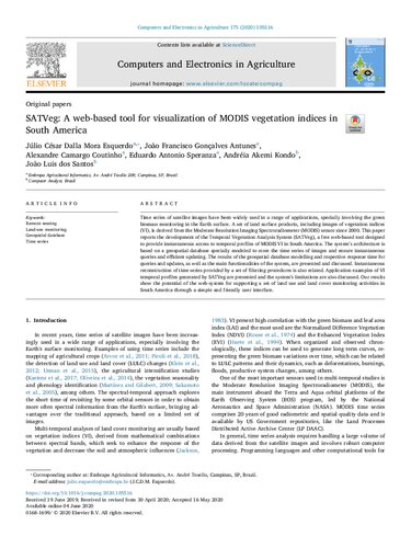 Satveg A Webbased Tool For Visualization Of Modis Vegetation Indices In T South America Jlio Csar Dalla Mora Esquerdoa