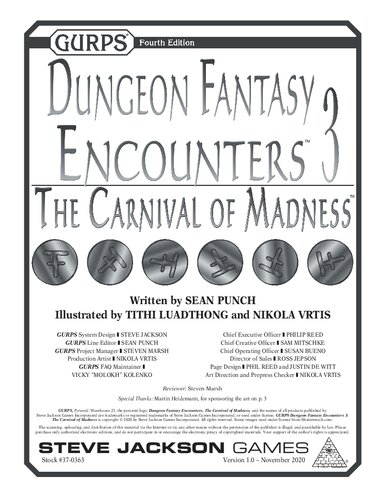 Gurps 4th Edition Dungeon Fantasy Encounters 3 The Carnival Of Madness Sean Punch