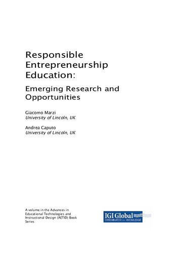 Responsible Entrepreneurship Education Emerging Research And Opportunities Giacomo Marzi Andrea Caputo