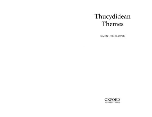 Thucydidean Themes Simon Hornblower