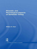 Phonetic And Phonological Aspects Of Geminate Timing William Ham