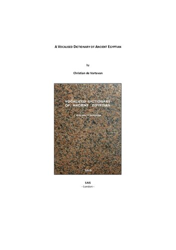 A Vocalised Dictionary Of Ancient Egyptian Christian De Vartavan