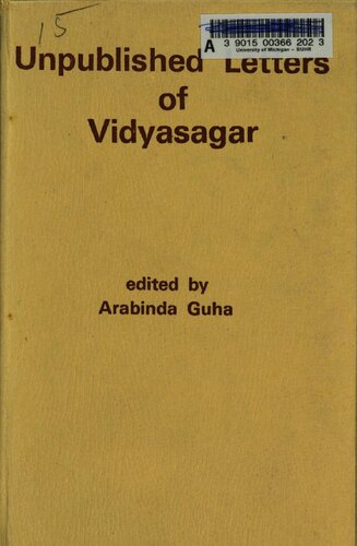 Unpublished Letters Of Vidyasagar Varacandra Bidysgara