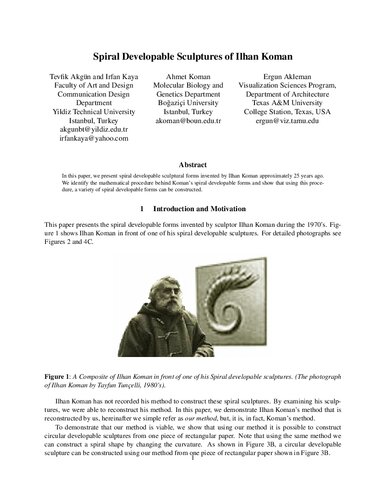 Ilhan Koman Papers Mathematical Sculpture Ilhan Koman