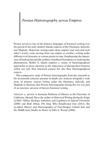 Persian Historiography Across Empires The Ottomans Safavids And Mughals Sholeh A Quinn