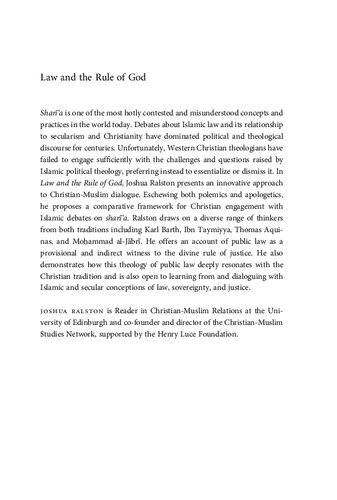 Law And The Rule Of God A Christian Engagement With Shara Joshua Ralston