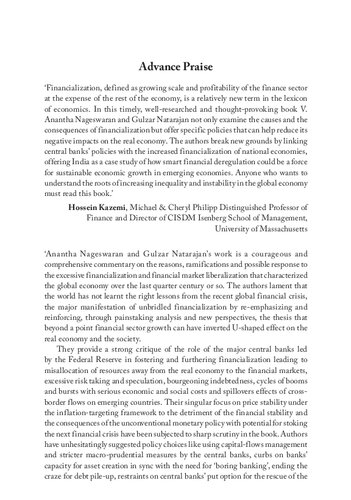 The Rise Of Finance Causes Consequences And Cures V Anantha Nageswaran Gulzar Natarajan