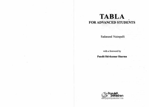 Tabla For Advanced Students Sadanand Naimpalli