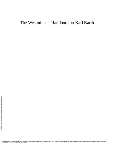 The Westminster Handbook To Karl Barth Westminster Handbooks To Christian Theology Richard Burnett