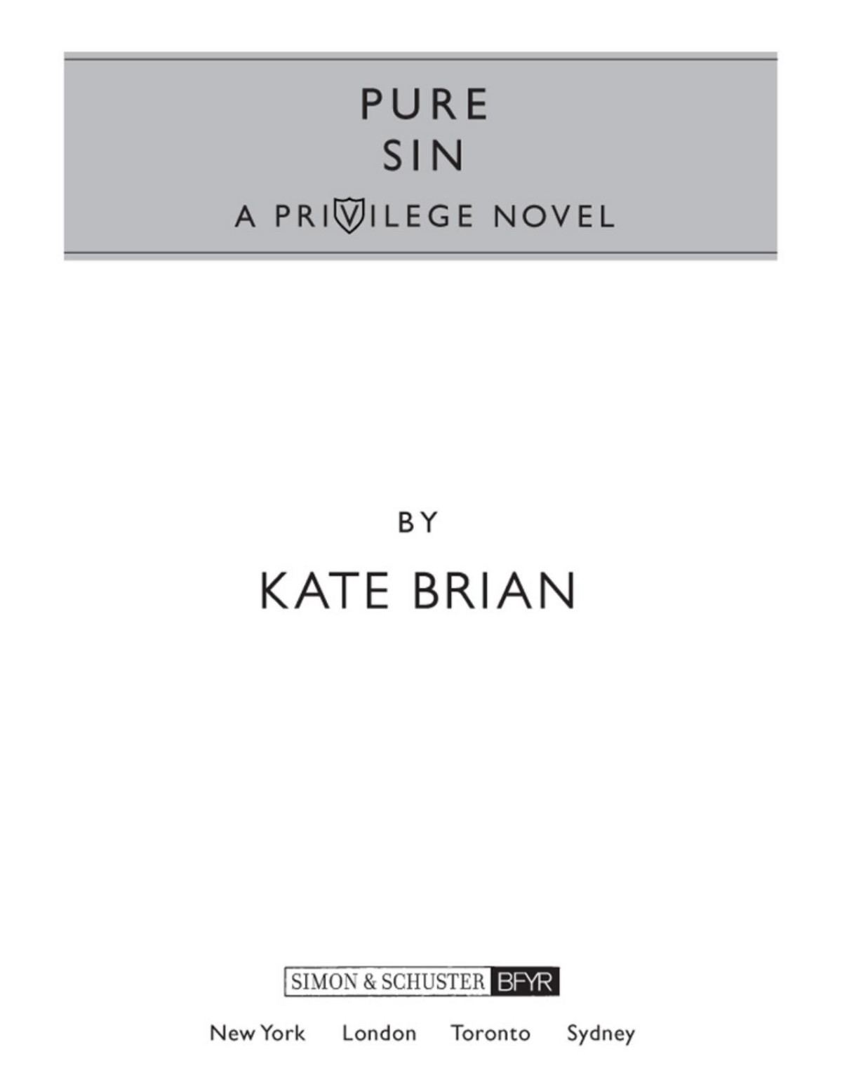 Pure Sin Kate Brian