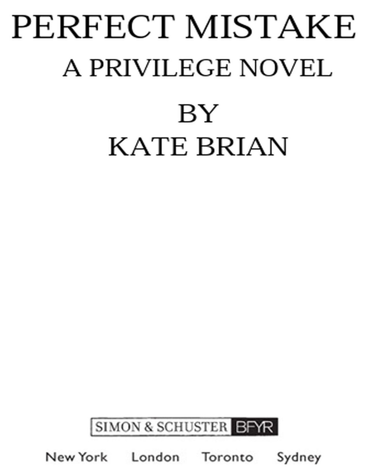 Perfect Mistake Kate Brian
