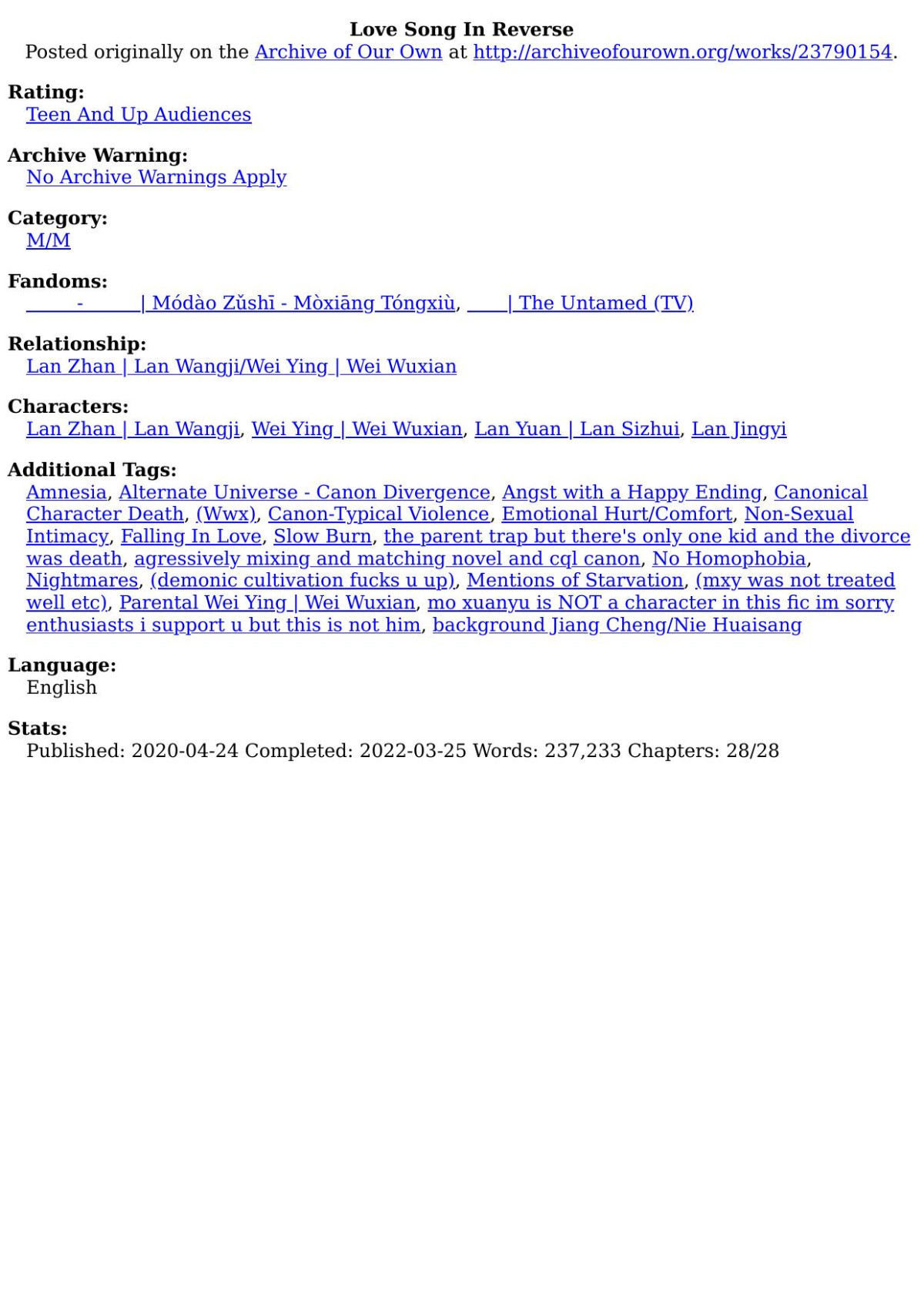 Love Song In Reverse Timetoboldlygo