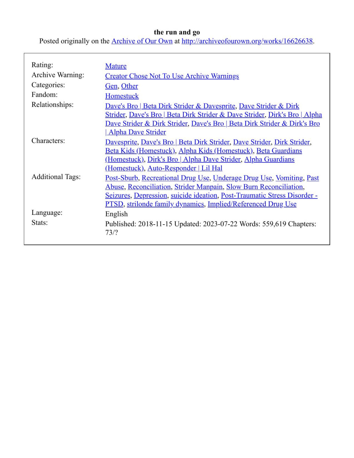 The Run And Go Deserts