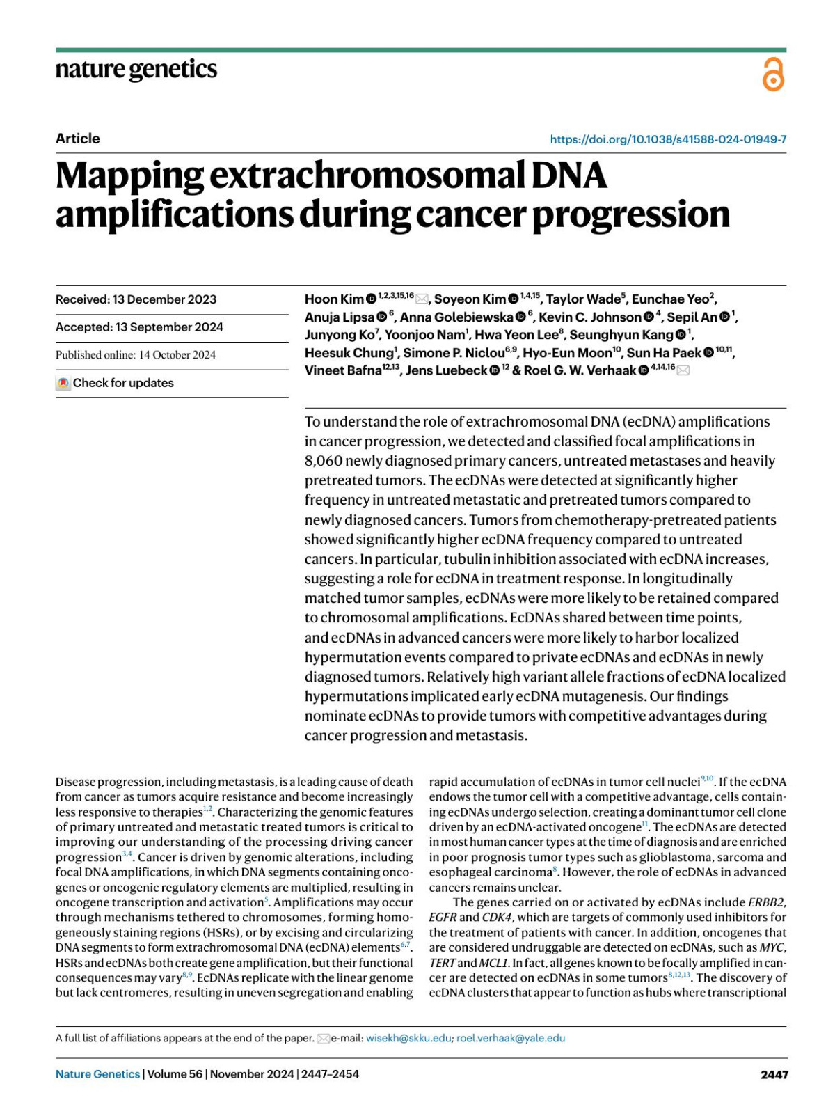 Mapping Extrachromosomal Dna Amplifications During Cancer Progression X