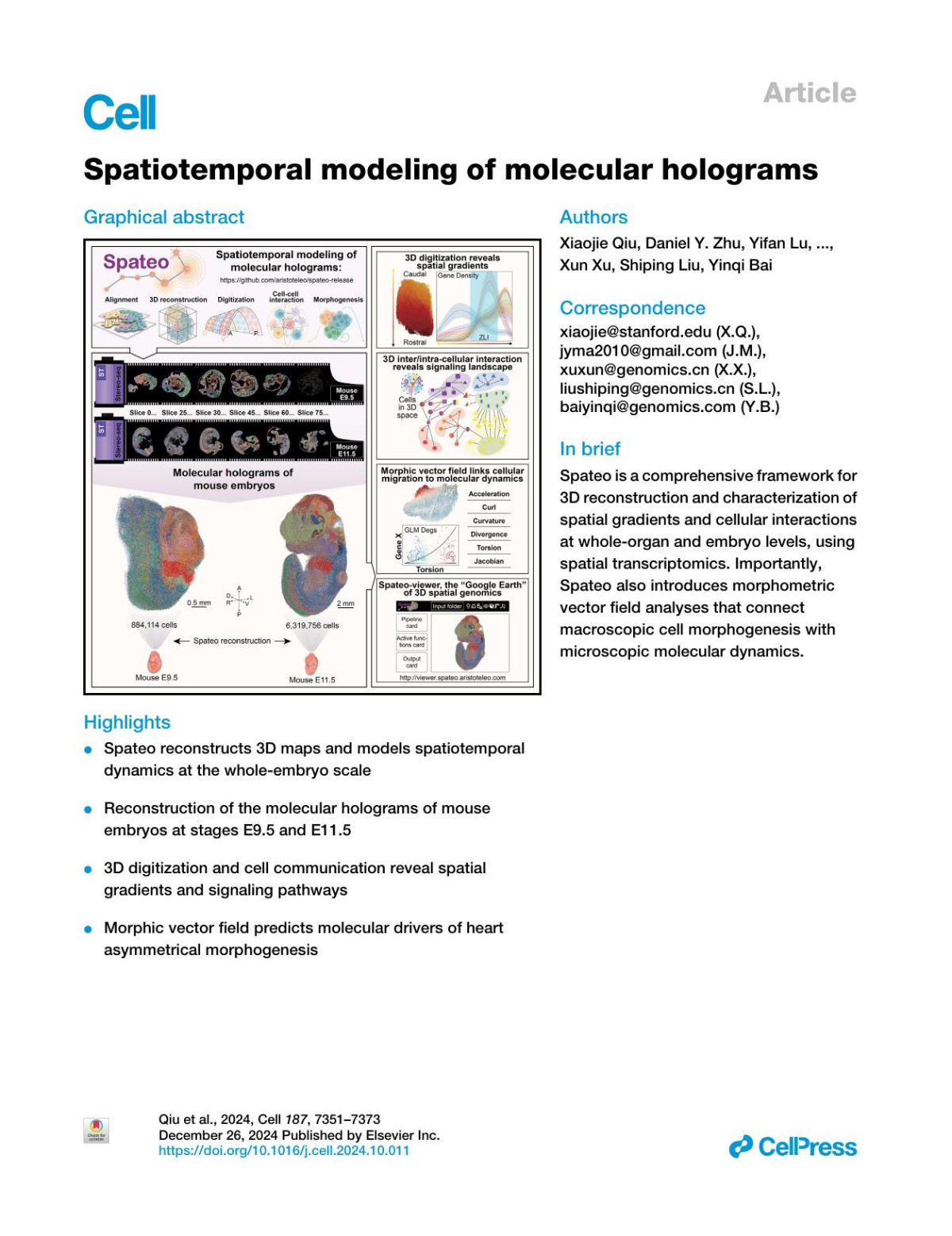 Spatiotemporal Modeling Of Molecular Holograms Xiaojie Qiu Daniel Y Zhu