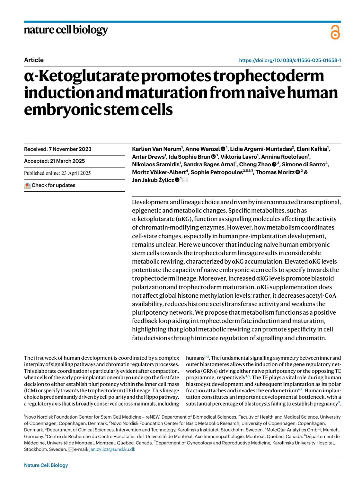 αketoglutarate Promotes Trophectoderm Induction And Maturation From Naive Human Embryonic Stem Cells Karlien Van Nerum1