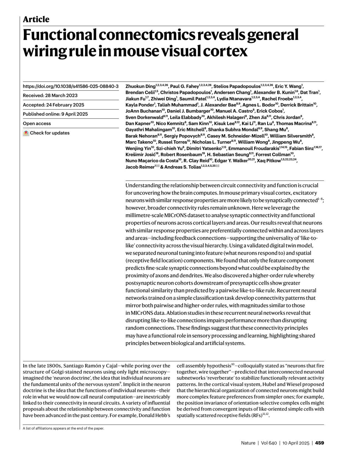 Functional Connectomics Reveals General Wiring Rule In Mouse Visual Cortex Zhuokun Ding1