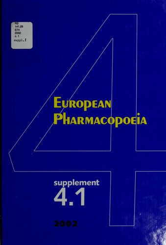 European Pharmacopoeia Sixth Edition Supplement 41 2001th Edition European Pharmacopoeia Commission