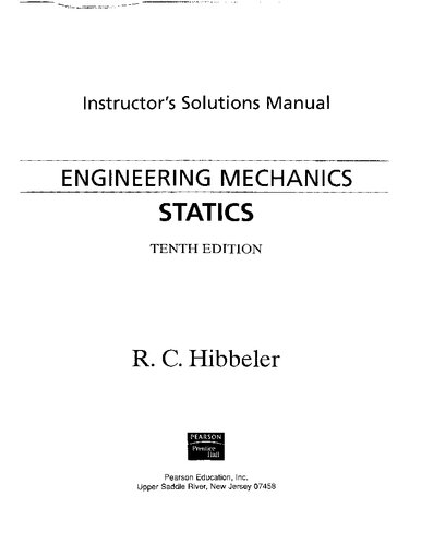 Engineering Mechanics Statics 10th Edition Instructors Solutions Manual Russell C Hibbeler