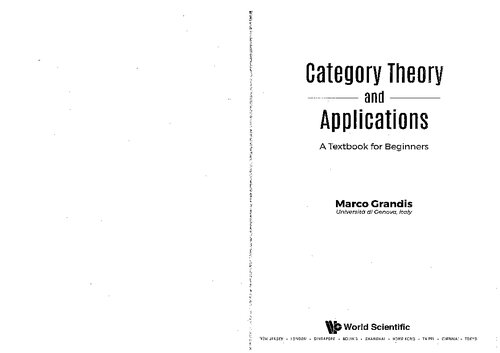 Category Theory And Applications A Textbook For Beginners Marco Grandis