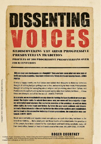 Dissenting Voices Rediscovering The Irish Progressive Presbyterian Tradition Courtney