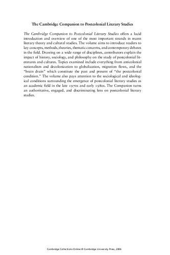The Cambridge Companion To Postcolonial Literary Studies Neil Lazarus