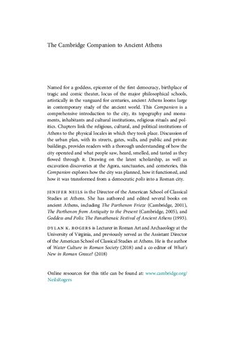 The Cambridge Companion To Ancient Athens Jenifer Neils Dylan Rogers