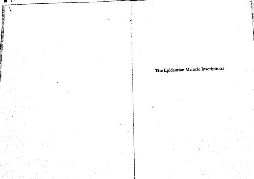 The Epidaurian Miracle Inscriptions Text Translation And Commentary Lynn R Lidonnici Piotr Michalowski Harry A Hoffner Jr