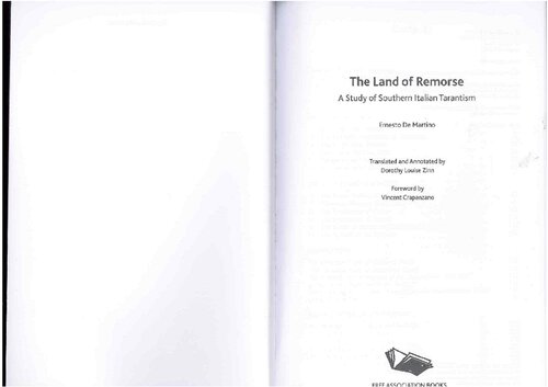 The Land Of Remorse A Study Of Southern Italian Tarantism Ernesto De Martino