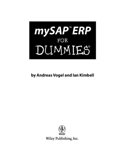 Mysap Erp For Dummies 1 Andreas Vogel Ian Kimbell